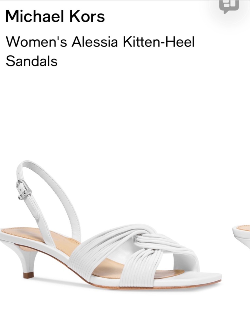 Michael Kors White Alessia Knot-Front Kitten-Heel Sandals